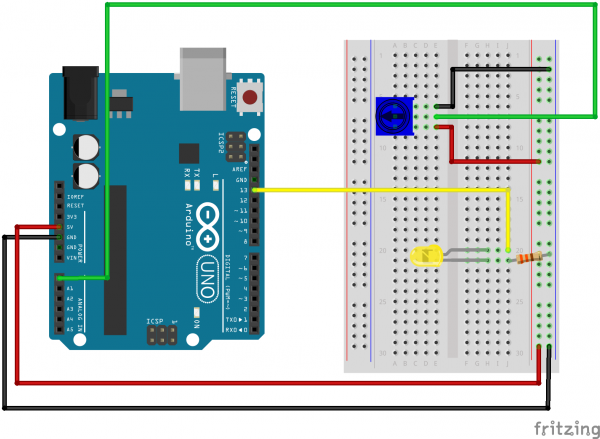 Arduino Uno Fritzing Potentiometer